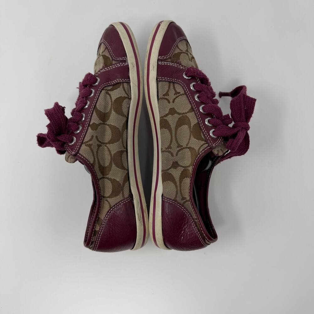 Coach Signature Canvas Leather Sneakers Purple Size 8 - Picture 4 of 8